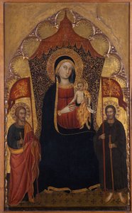 Madonna és gyermeke trónoló idősebb Jákob apostollal és Szent Ranierivel, 1410-20 körül (tempera nyárfán)